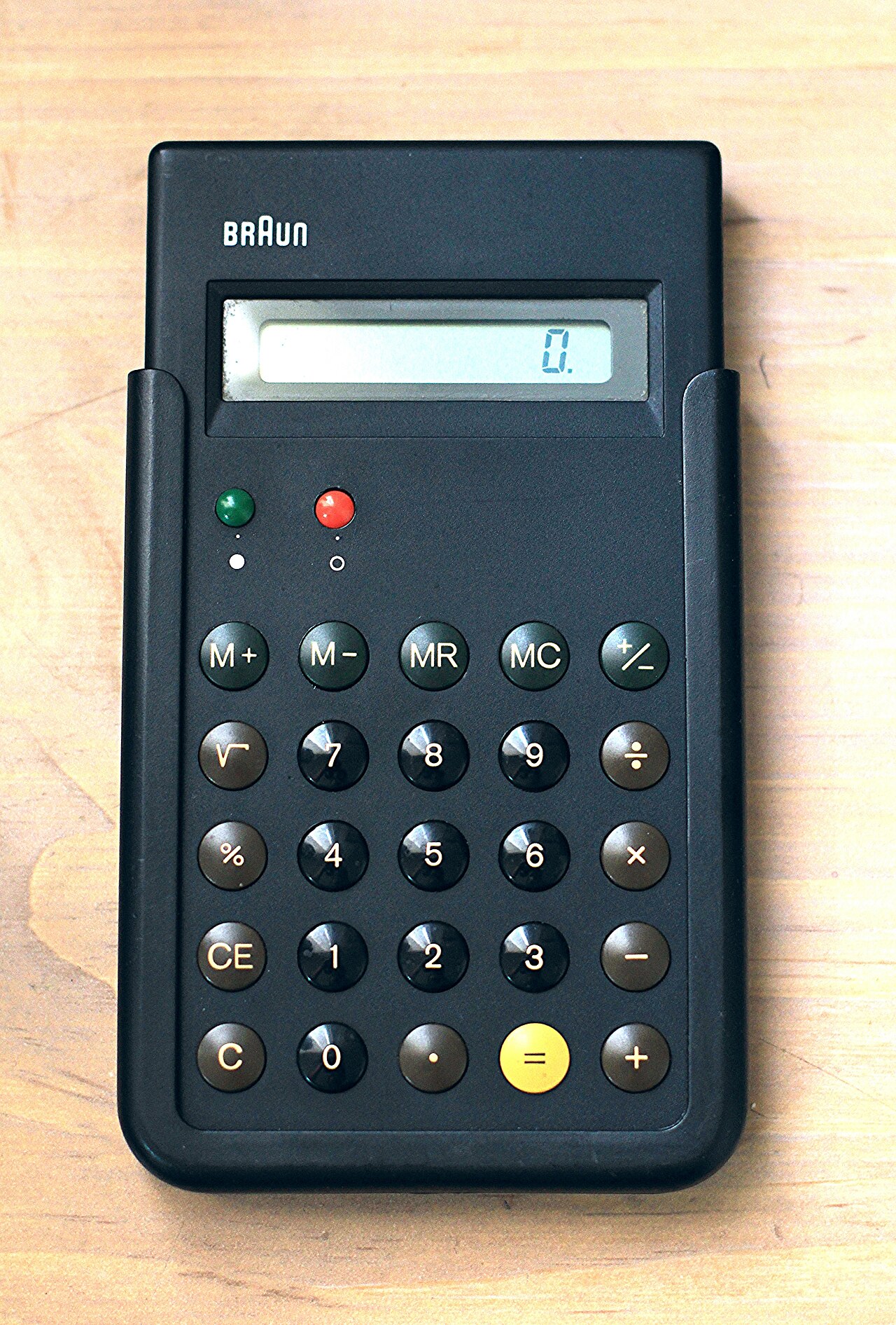 A Braun ET66 calculator with colorful round buttons